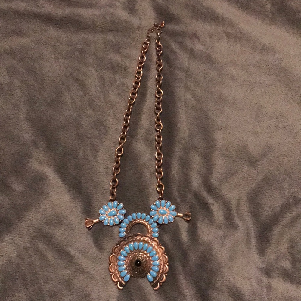 Turquoise and bronze necklace